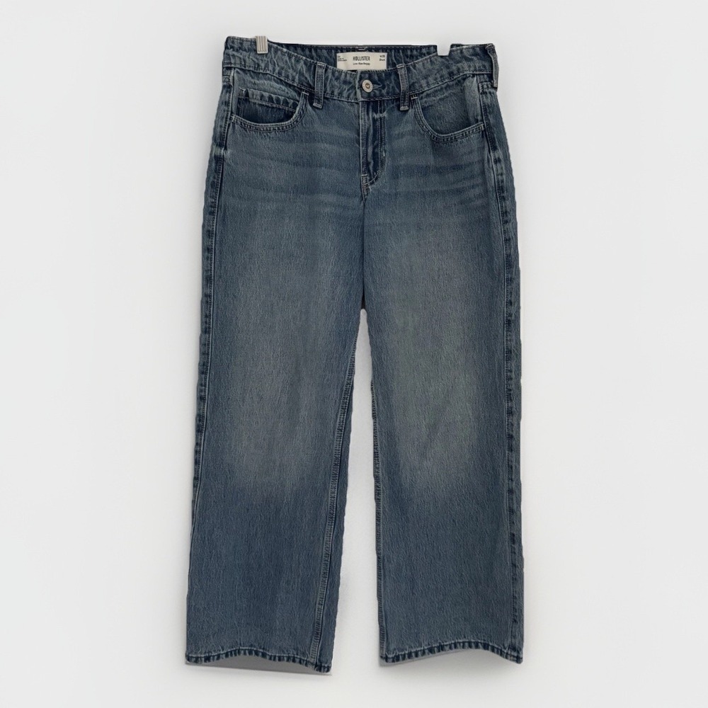 HOLLSITER Jeans Womens 28 Blue Lowriser Baggy Short Wide Leg Streetwear Skater